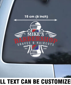 Personalized Barber Shop Sing Vinyl Sticker For Windows, Cars Door