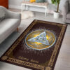 Personalized Viking Norwegian Shield Triskele Valknut in Silver and Yellow Norse Décor Area Rug