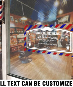 Personalized Vintage Barber Shop Window Graphics Vinyl Sticker 1