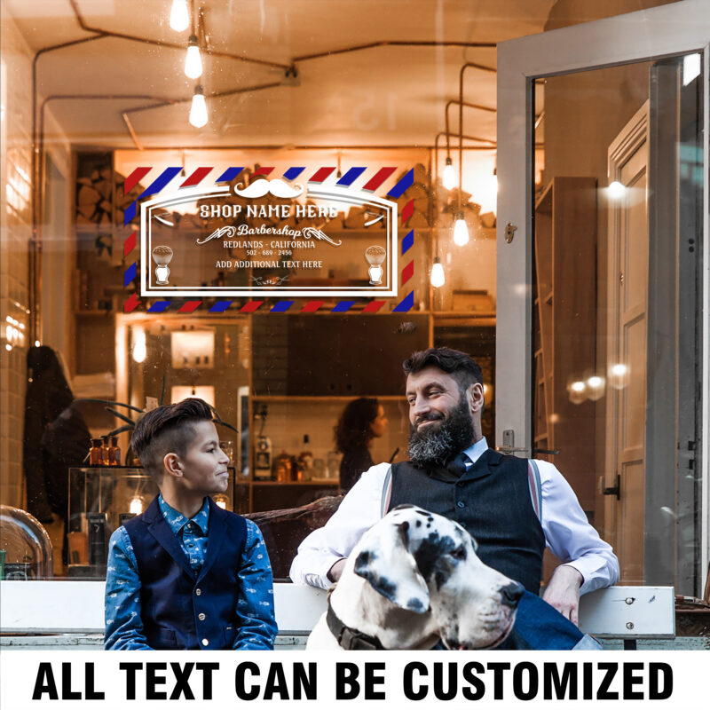 Personalized Vintage Barber Shop Window Graphics Vinyl Sticker 1