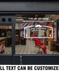 Personalized Vintage Barber Shop Window Graphics Vinyl Sticker 1