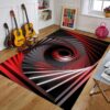Red And Black Swirl 3D Vortex Illusion Rug For Living Room