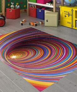 Colorful Swirl Optical Illusion Area Rug