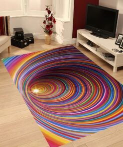 Colorful Swirl Optical Illusion Area Rug