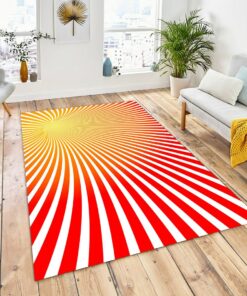 Trippy Red and White Illusion Psychedelic Area Rug