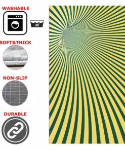 Green And Yellow Trippy Psychedelic Optical Illusion Area Rug