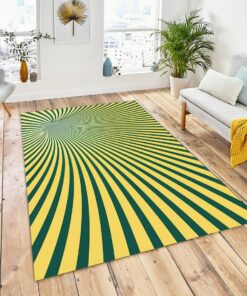 Green And Yellow Trippy Psychedelic Optical Illusion Area Rug