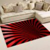 Red And Black 3D Optical Vortex Illusion Area Rug