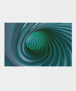 Deep Teal Warped Hole 3D Vortex Illusion Area Rug