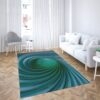 Deep Teal Warped Hole 3D Vortex Illusion Area Rug