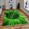 Green And Black 3D Vortex Illusion Area Rug For Psychedelic Style Room