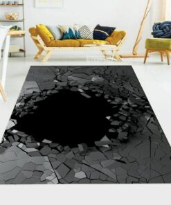 3D Effect Of Black Brick Vortex Illusion Area Rug