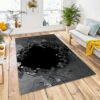 3D Effect Of Black Brick Vortex Illusion Area Rug