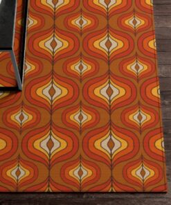 Retro Psychedelic 70s Style Area Floor Rug for Bedroom Living Room
