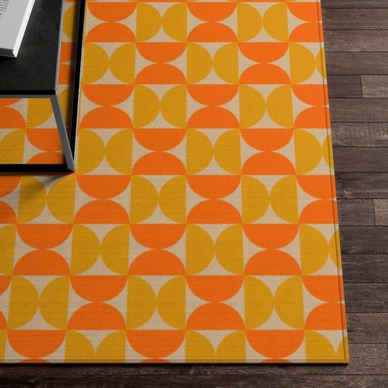 Retro Groovy 70s Area Rugs For Mid Century Modern Maximalist Boho Dorm Decor