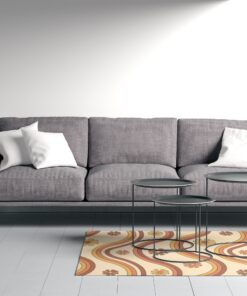 Retro Orange Yellow Rust Beige Colorful 70s Style Area Rug