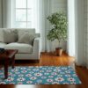 Cute Blue Daisy Hippie Floral 70s Floor Carpet