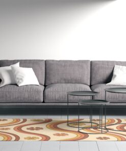 Retro Orange Yellow Rust Beige Colorful 70s Style Area Rug