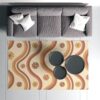 Retro Orange Yellow Rust Beige Colorful 70s Style Area Rug