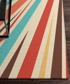Retro Sunburst Psychedelic Groovy 70s Area Rug For Living Room