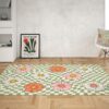 Psychedelic Checkered Rug Daisy Floral Groovy Funky 70s Area Floor Mat