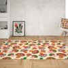 Psychedelic Mushroom Graphic With 70s Style Area Rug