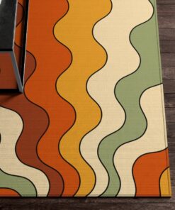 Colorful Funky Psychedelic Abstract Groovy Hippie Boho Rug With 70s Style