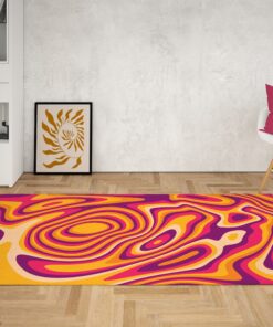 Purple And Orange Psychedelic Retro Wavy Groovy 70s Rug
