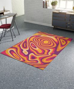 Purple And Orange Psychedelic Retro Wavy Groovy 70s Rug
