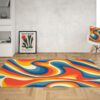 Orange Psychedelic Groovy Retro Wavy Trippy 1970s Style Area Rug