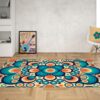 Modern Geometric Psychedelic Groovy 70s Area Rug For Bedroom, Living Room