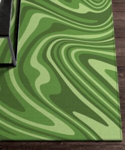 Retro Sage Green Groovy 1970s Style Area Rug