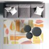 Retro 70s Yellow & Orange Mod Leaf Print Living Bedroom Area Rug