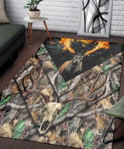 Camouflage Fire Deer Print Rug For Living Room