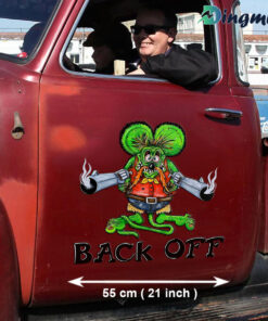 Alternative view of Hot Rod Rat Rink With Guns Vinyl Door Art Decals