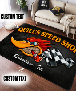 Vintage Hot Rod Woodpecker Area Rugs For Living Room, Bedroom, Garage