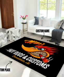 Personalized Hot Rods And Customs Area Rug For Garage, Livingrom, Bedroom