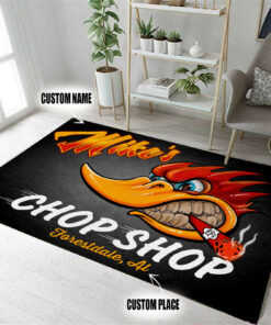 Personalized Hot Rod Mr Horsepower Speed Shop Garage Area Rug