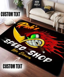 Personalized Hot Rod Kustom Kultrure Garage Speed Shop Area Rug