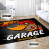 Personalized Hot Rod Garage Woody Mr Horsepower Woodpecker Area Rug