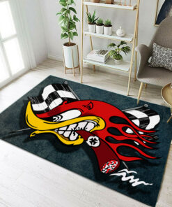 Hot Rod Mr. Horsepower Red Devil Garage Round Rug