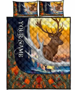 Personalized Name Deer Hunting Quilt Bed Set Gift For Hunter Lover