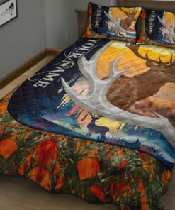 Personalized Name Deer Hunting Quilt Bed Set Gift For Hunter Lover