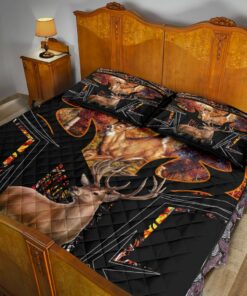 Personalized Deer And Autumn Forest Quilt Bedding Set