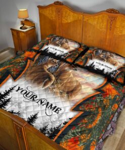Personalized Couple Deer Hunting Quilt Bedding Set