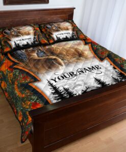 Personalized Couple Deer Hunting Quilt Bedding Set