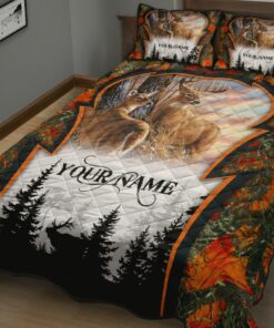 Personalized Couple Deer Hunting Quilt Bedding Set