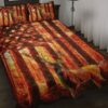 Vintage Orange USA Flag With Deer in Woodland Quilt Bedding Sets