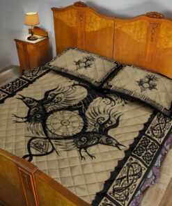 Viking Raven Tree of Life Yggdrasil Norse Mythology Symbol Quilt Bedding Set