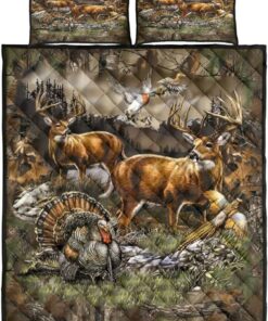 Personalized Turkey Pheasant Deer Wild Animal Nature Hunting Quilt Bedding Sets